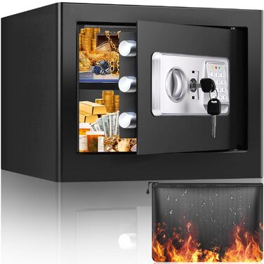 Сейф для дому Safe Tresor 25L вогне- та водостійкий з цифровим кодом, полицею та сигналізацією для цінностей, документів, ліків