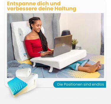 Подушка-валик Ritalia® з роликом для шиї, розмір 60x60x30 см. Підтримка спини, колін, ніг, для дивану та крісла. X-Large