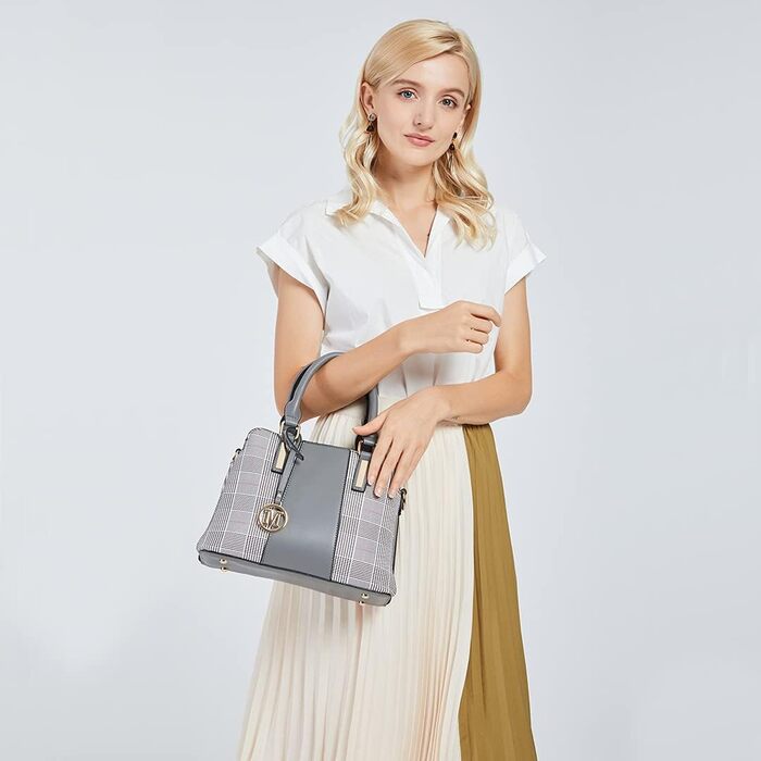 Сумка жіноча Miss Lulu середнього розміру з PU шкіри: сумка-шопер, сумка на плече для роботи, подорожей, бізнесу, сіра