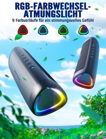 Портативна Bluetooth колонка UOHHBOE 30W з RGB підсвічуванням, TWS Stereo, водонепроникність IPX5, 24 години роботи, 30 метрів, функція гучного зв'язку, трикутна форма