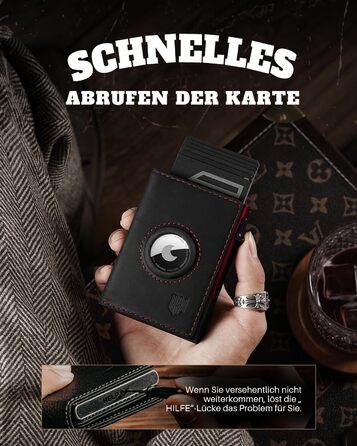 Портмоне Dodenša MagSnap для чоловіків з RFID захистом, відділенням для AirTag, картхолдером та відділенням для монет (Чорний/Червоний)