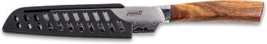Pasoli Damascus Santoku Knife incl. Blade Protector | 67-Layer VG-10 Damascus Steel | Sharp 13 cm Blade | Elegant Wooden Handle | Ideal Chef's Knife