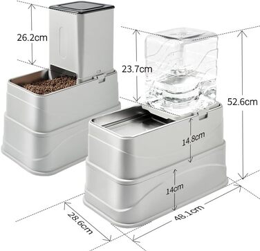 Автоматичний дозатор корму для собак 7L (2 шт.) з нержавіючою мискою, регульована висота, XXL, для великих собак та котів Maine Coon