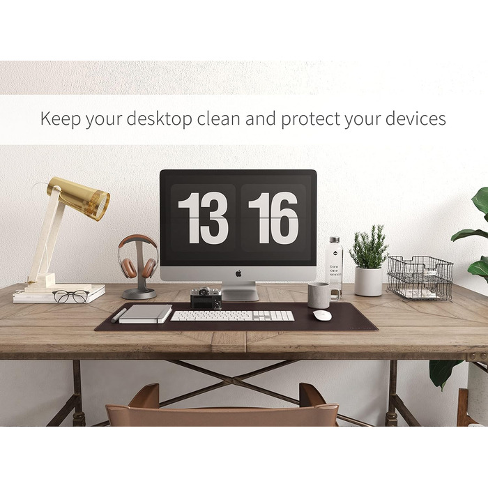 RENMTURE Килимок для миші з натуральної пробки та PU-шкіри, 80 x 40 см, захист столу, антиковзаюча поверхня, водонепроникний, для офісу та дому (Темний Кофе)