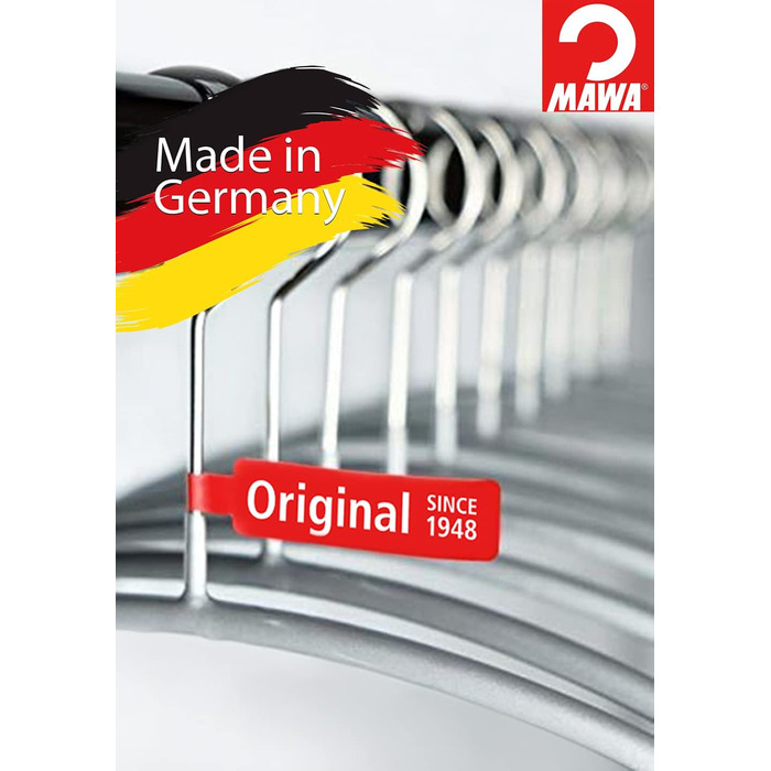 MAWA Clothes Hangers Light, Set of 20 space-saving and non-slip hangers, ideal for T-shirts, tops, and lightweight sweaters, with a 360° rotatable hook and non-slip coating, 40 cm, White