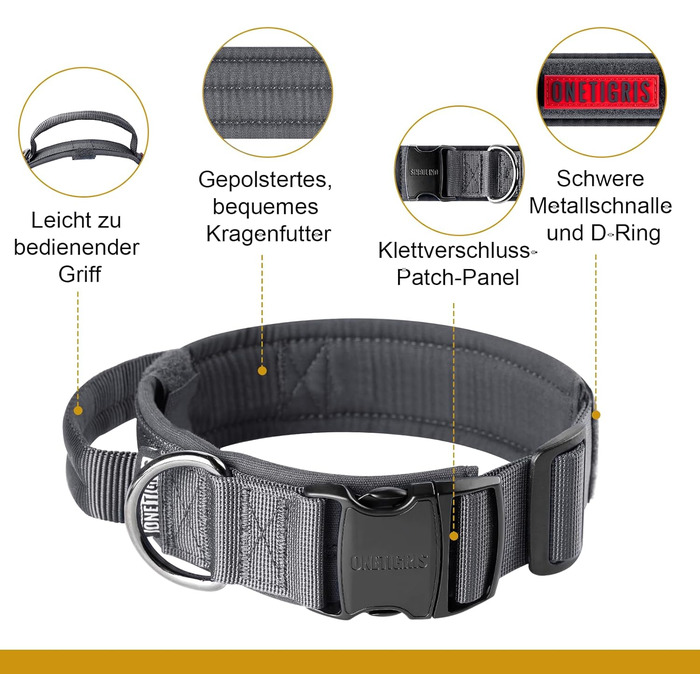 Нашийник для собак OneTigris з металевою застібкою Ranger Green (S, Grey)