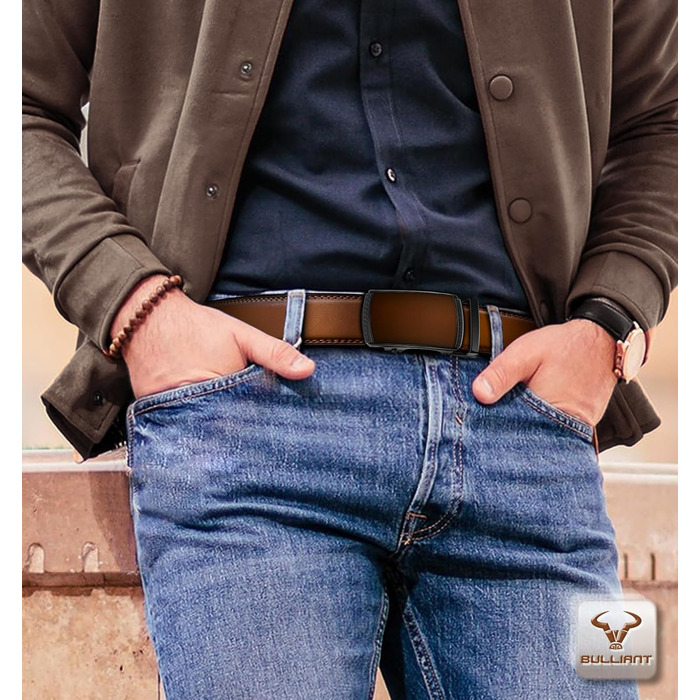 Чоловічий ремінь KEMISANT 2 шт. з автоматичною застібкою, шкіряний, регульований, 35 мм, з подарунковою коробкою