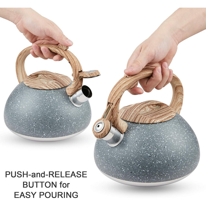 Чайник-заварник зі сталі, 2.2л (сірий) - для плити, індукції