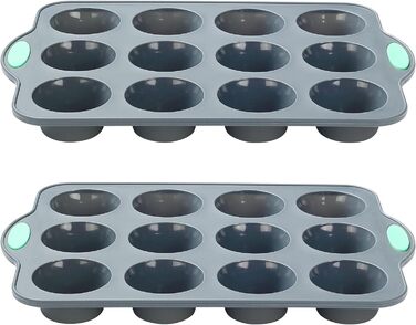 To encounter Silicone Muffin Tins, 2-Pack 12-Cup, Non-Stick Baking Pans, BPA-Free Muffin Tin with Metal-Reinforced Frame for Added Stability