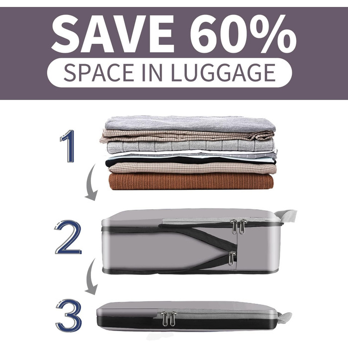 Органайзери для подорожей Eono by Amazon: набір кубів для пакування, 4 шт. (Сірий)