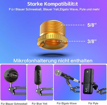 Кріплення для мікрофона ZealSound: регульований кронштейн для HyperX QuadCast/Blue Yeti та ручного мікрофона, з надійною підставкою та адаптером 3/8' - 5/8' – подарунок для геймерів та YouTube-блогерів