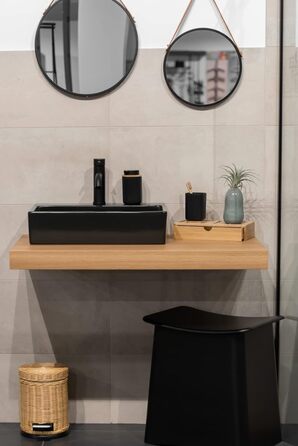 Дозатор для мила WENKO Rotello, 250 мл, з бамбуковими деталями, для мила та засобів для миття посуду, чорний/натуральний