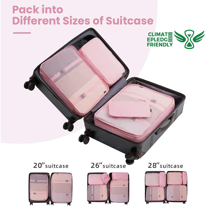 Набір органайзерів для подорожей BAGAIL (10 шт.) – рожевий колір, різні розміри