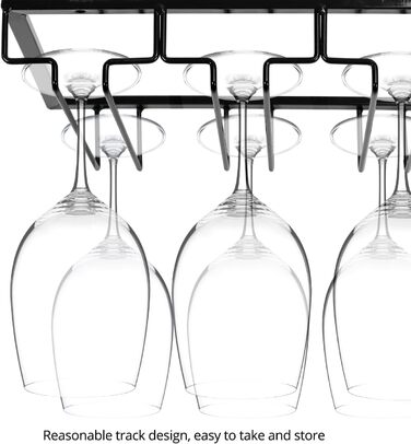 Підставка для вина QWORK® на 7 рядів, чорна - металева підставка для склянок під шафу, для барної кухні