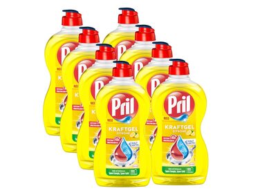 Засіб для миття посуду PRIL Kraft Gel з лимоном, концентрований гель для видалення жиру, 450 мл (набір 8 шт)
