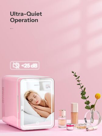 Міні-холодильник 6 л, 9 банок, портативний кулер/грілка, рожевий (дзеркальний)