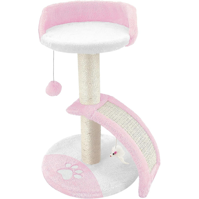 Дерев'яний кігтечка для котів Beltom® Kratzbaum 54 см, рожево-білий. Ігровий комплекс для котів