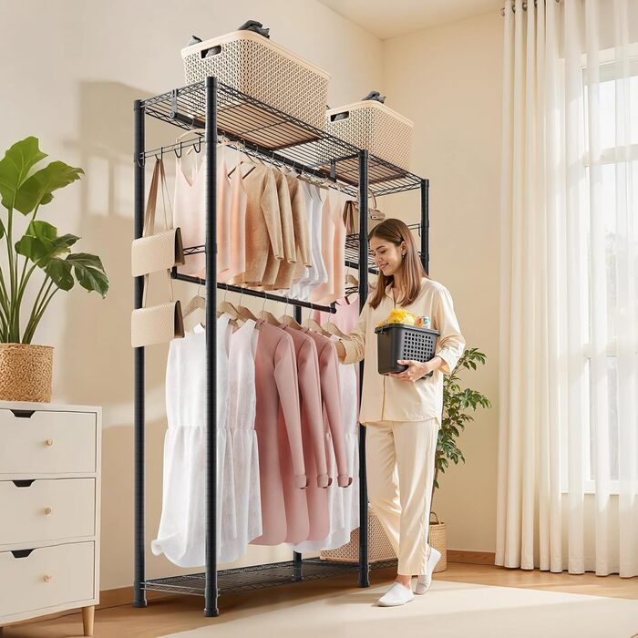 Стійка для одягу VEVOR з 4 перекладинами, 8 гачками та 385,5 кг вантажопідйомністю - для спальні, магазину одягу, прихожої
