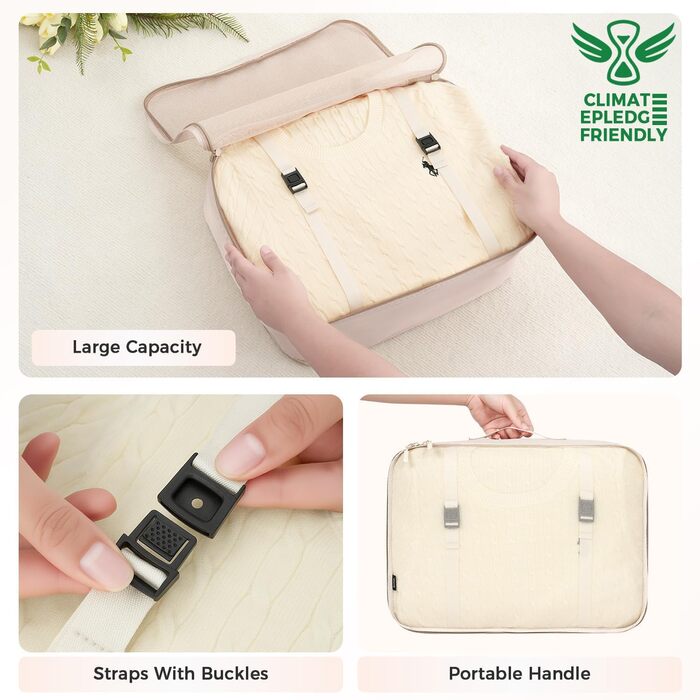 Набір органайзерів для валізи BAGAIL (8 шт.) - кубики для пакування, набір для подорожей, бежевий колір