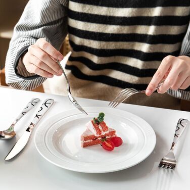 HIKAA Набір столових приборів 20 предметів, нержавіюча сталь, для 4 осіб, набір столових приборів для кухні, високоглянцевий, набір з виделок, ложок та ножів, придатний для миття в посудомийній машині (сріблястий)