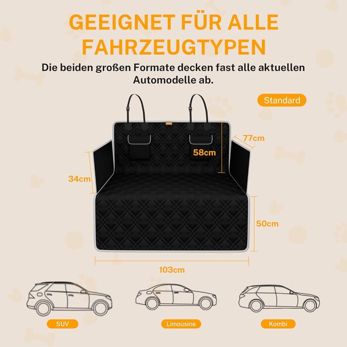 Захист для багажника авто Toozey для собак, степенений, водонепроникний, з боковим захистом та захистом краю вантажного відсіку (208 x 138cm, 185 x 103cm)