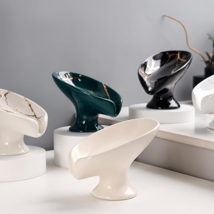 Керамічна миска для мила ANTIS'S HOME, без присоски, мармурова текстура, бежева, для ванної кімнати