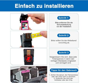 Картриджі Starink 302XL сумісні з HP 302 (чорний та кольоровий), Multipack для HP Envy 4520 4524 4525 4527, Officejet 3830 3831 3833 3834 4658, Deskjet 3630 3633 3636