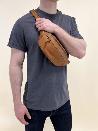 Чоловіча та жіноча поясна сумка Gusti Leather Spencer I з натуральної шкіри, регульований ремінь (волоський горіх)