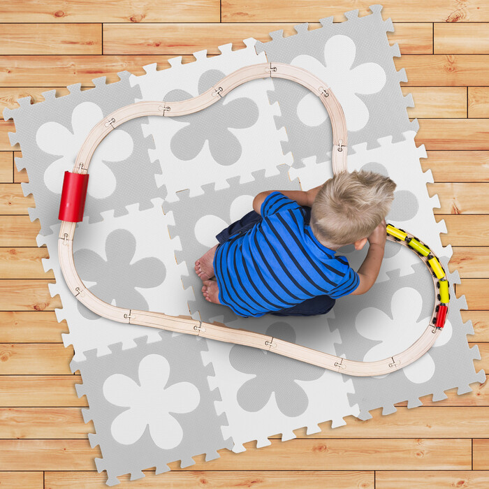 Relaxdays Puzzle Mat with Flower Pattern