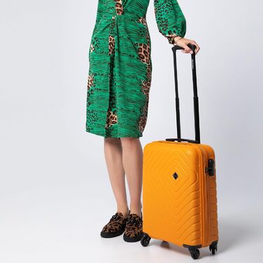 Набір валіз WITTCHEN Cube Line (S+M+L) з ABS, геометричним тисненням, 4 колесами, телескопічною ручкою та комбінаційним замком (Оранжевий)