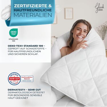 Літня ковдра Glückstoff® 135x200 см: сертифікована в Німеччині, з Öko-Tex наповнювачем, легка та дихаюча