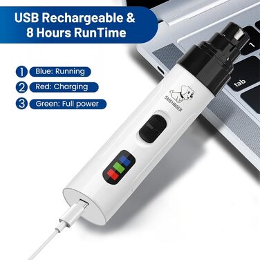 Шліфувальник кігтів для собак - тримач для обрізки кігтів з 3 насадками, тихий та потужний шліфувальник для собак, котів та інших тварин, з LED-підсвічуванням та 3 швидкостями