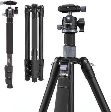 SMALLRIG штатив з вуглецевого волокна з центральною колоною, 360° кульова головка, знімний монопод, Quick Release Plate, вантажопідйомність 12 кг, 4059