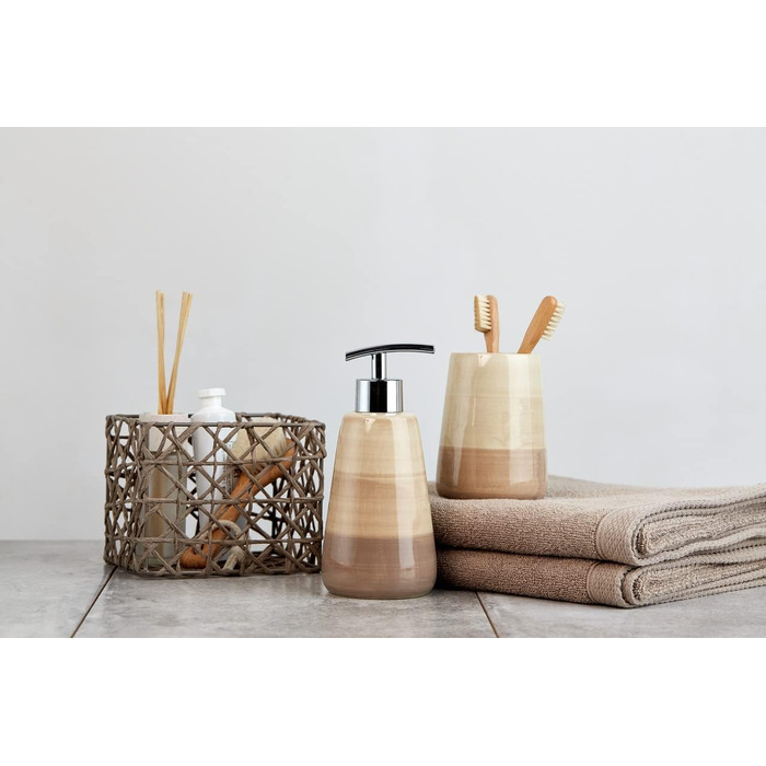 Дозатор для мила WENKO Pottery з кераміки, 0.36 л, бежевий