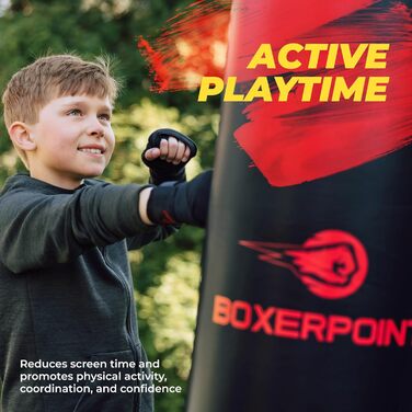 Надувний боксерський мішок Boxerpoint для дітей 160 см - чорний, для боксу, MMA, карате (3-8 років)