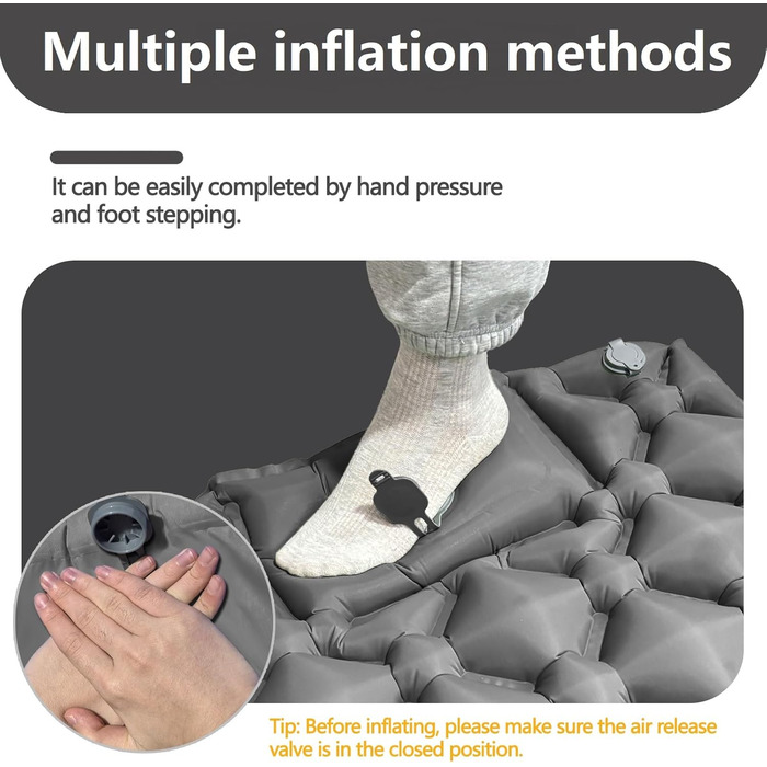 Саморозгортальний килимок для кемпінгу Isomatte, Ultraleicht: легкий килимок для відпочинку на природі, туризму, пляжу та подорожей. З насосом та подушкою. Сірий колір.