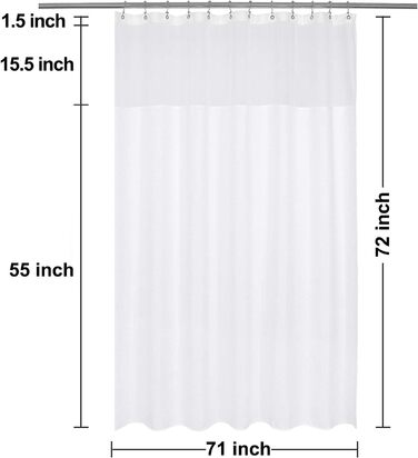 Штора для душу N&Y HOME з вафельної тканини з підкладкою, 12 гачків, біла 180x182 см - Водонепроникна, важка, готельний стиль