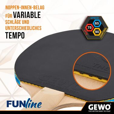 Набір для настільного тенісу GEWO Fun: комплекти від 1 до 4 ракетки, м'ячі, сумка та сітка – для початківців, хобі та відпочинку. Поверхня Noppen, конкавний грифель. 2 ракетки + 3 м'ячі + сітка