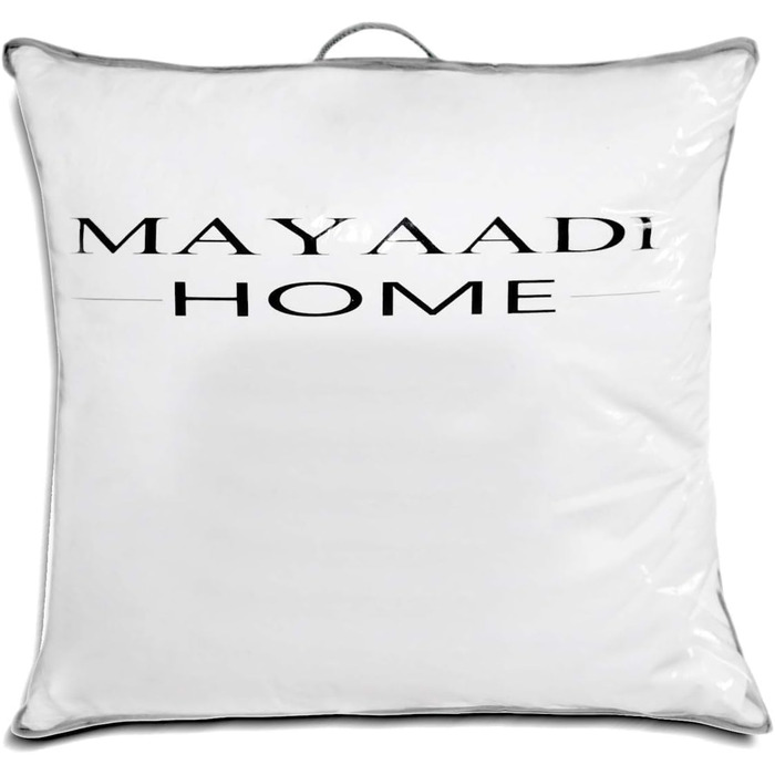 Подушка Mayaadi-Home 80x80 см, 2000 г, 100% гусині пера, бавовняний чохол, для алергіків, вироблено в Європі
