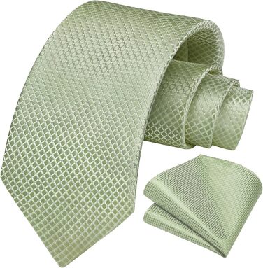 HISDERN Комплект краватки та нагрудного хустинки для чоловіків: стильна краватка в клітинку з квітковим принтом, елегантний класичний дизайн (Salbeigrün-3)