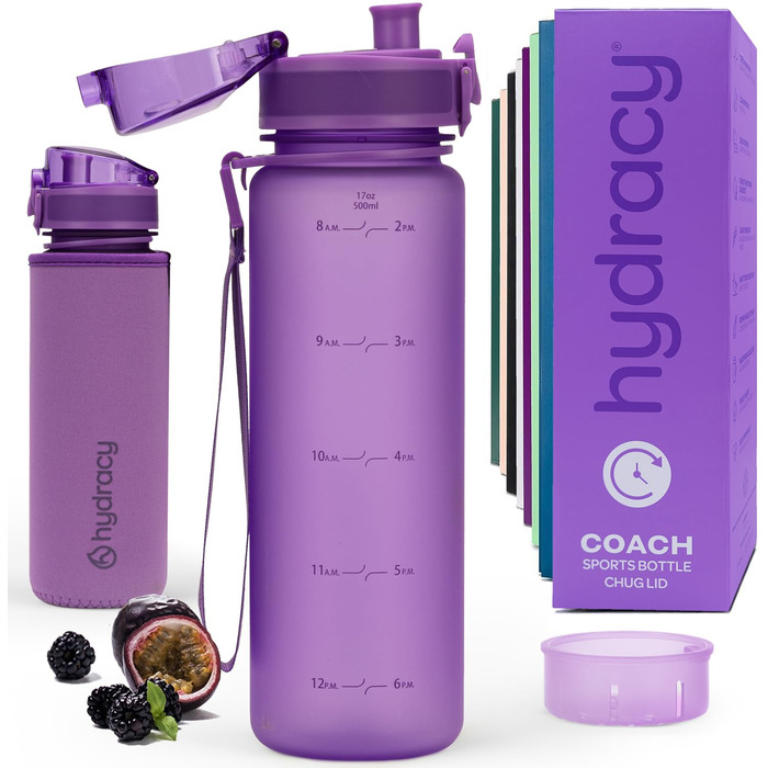 Пляшка для води Hydracy з фруктовою вставкою 500 мл, BPA-free, з міткою часу, спортивна, блакитна 