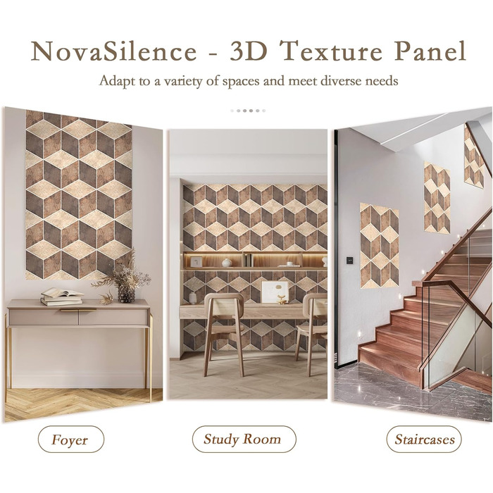 Акустичні панелі JBER для стін самоклеючі, звукопоглинаючі 3D-панелі з мармуровою текстурою для студії, офісу та дому, 30×30×1 см, 12 шт (Гексагон)