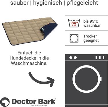 М'яка якісна лежанка для собак Doctor Bark (L, 100x80 см) – водонепроникна, для великих собак, миється до 95°C, колір: золото-блакитний