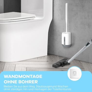 Силіконова щітка для унітазу Klobürste - антибактеріальна, з кріпленням на стіну, швидковисихаюча, для глибокого очищення, без розбризкування