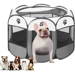 Портативний вольєр для цуценят та дрібних тварин, розкладний, з кріпленням на присосках, сірий