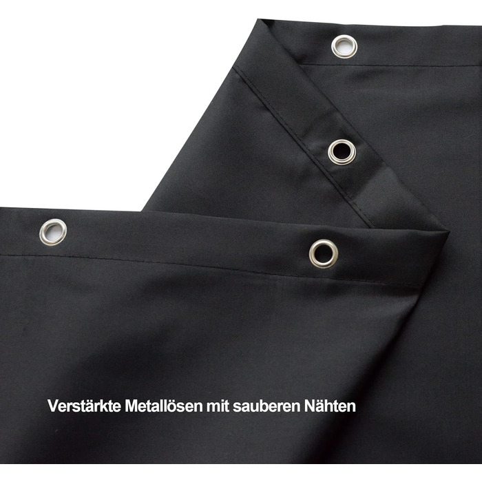 Штора для душу YISURE 150x150 см чорна, текстильна, поліестер, з металевими люверсами, машинне прання