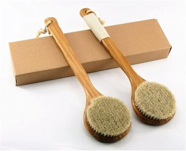Women's bath scrubbers, men's bath brushes made of horsehair with a long handle, back brush, bath brushes for shower, bath, body brushes