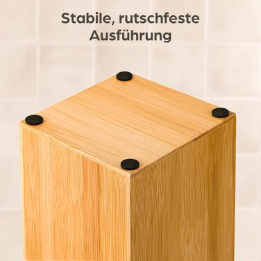 Підставка для туалетного паперу з бамбука Praknu - тримач на 4 рулони з кришкою на магніті, FSC-дерево, економія місця, антиковзаюча