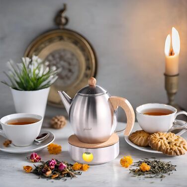 Glass teapot with stainless steel (silver color) 1200ml with 18/8 stainless steel tea strainer tea maker Suitable for tea warmer