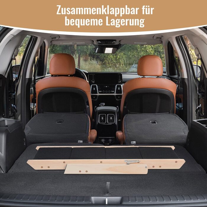 Сходинка для собак та котів 2-в-1, розкладна, 65.5 см, 4 сходинки, вантажопідйомність 80 кг, з антиковзним килимком